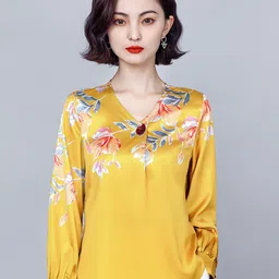 JC Collection Women Yellow Floral Print Polyester Casual Top-image-19