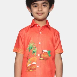Sethukrishna Boys Ethnic Motifs Printed Cotton Casual Shirt-picture-16