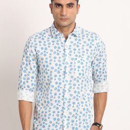 Turtle Relaxed Slim Fit Floral Printed Linen Casual Shirt-picture-32