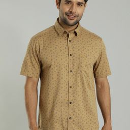 Indian Terrain Slim Fit Floral Printed Spread Collar Short Sleeves Cotton Casual Shirt-picture-31