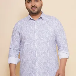 John Pride Men Spread Collar Printed Plus Size Pure Cotton Casual Shirt image 1