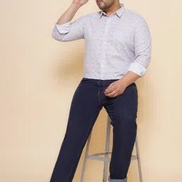 John Pride Men Spread Collar Printed Plus Size Pure Cotton Casual Shirt image 1