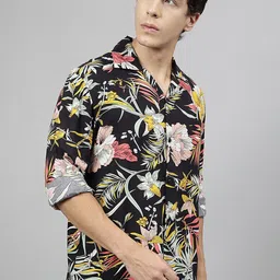 Hancock Standard Floral Printed Cuban Collar Casual Shirt-picture-42