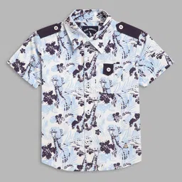 Blue Giraffe Boys Floral Printed Pure Cotton Casual Shirt-picture-20