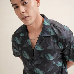 LOCOMOTIVE Premium Men Cuban Collar Relaxed Fit Tropical Printed Casual Shirt-picture-39