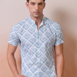 Locomotive Premium Men Printed Cuban Collar Relaxed Shirt-picture-9