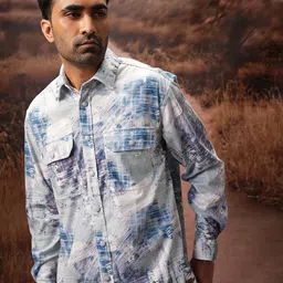 LOCOMOTIVE Men Premium Cord Printed Utility Pocket Oversized Overshirt-image-42
