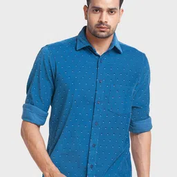 ColorPlus Men Blue Tailored Fit Printed Casual Shirt-picture-24