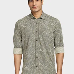 ColorPlus Men Khaki Tailored Fit Printed Cotton Casual Shirt-image-66
