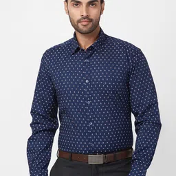 Parx Slim Fit Printed Spread Collar Formal Shirt-image-48