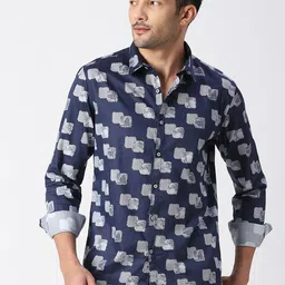 SNX Tailored Fit Geomtric Printed Pure Cotton Casual Shirt-picture-12