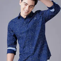 British Club Smart Slim Fit Abstract Printed Pure Cotton Casual Shirt image 1