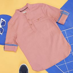Pantaloons Junior Boys Band Collar Cotton Casual Shirt-picture-4