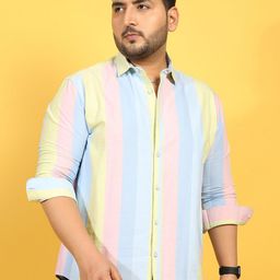 Instafab Plus Classic Plus Size Spread Collar Striped Woven Design Cotton Casual Shirt-picture-17