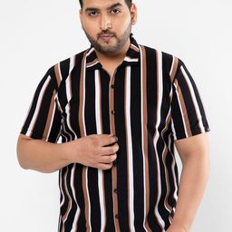 Instafab Plus Size Men Black & White Classic Striped Casual Shirt-picture-18