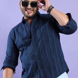 Instafab Plus Classic Vertical Striped Spread Collar Cotton Casual Shirt-picture-37