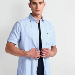 Arrow Sport Vertical Striped Spread Collar Cotton Twill Casual Shirt-picture-16