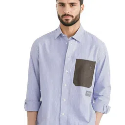 RARE RABBIT Men Comfort Spread Collar Vertical Striped Cotton Casual Shirt-picture-34