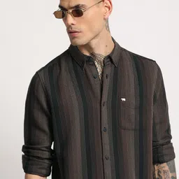 THE BEAR HOUSE  Striped Slim Fit Button-Down Collar Casual Shirt-image-5