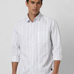 VAN HEUSEN DENIM LABS Men Slim Fit Opaque Striped Casual Shirt-picture-39