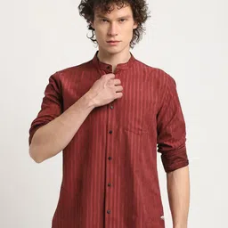 URBARO Striped Smart Slim Fit Cotton Casual Shirt-image-30
