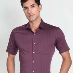 Arrow Short Sleeve Vertical Striped Twill Formal Shirt-picture-38