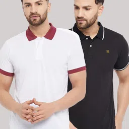 THE MILLION CLUB Men Set Of 2 White & Black Polo Collar T-shirt-picture-23