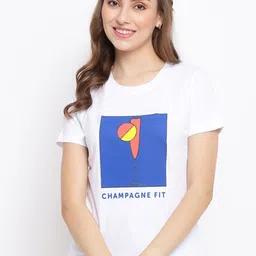 Belliskey Women White & Blue Typography Printed T-shirt-image-92