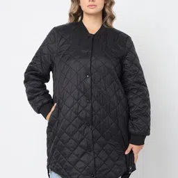 VERO MODA CURVE Stand Collar Longline Quilted Jacket With Zip Detail-picture-32