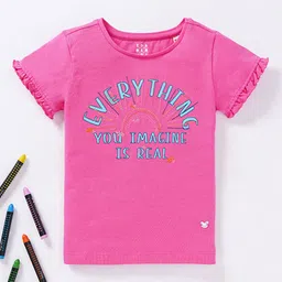 Ed-a-Mamma Girls Typography Printed Round Neck Short Sleeves Cotton T-shirt-picture-40