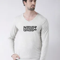 Friskers Typography Printed V-Neck Bio Wash Cotton T-Shirt-image-46