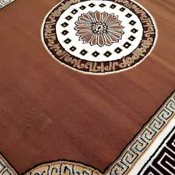 SANA CARPET Brown & White Floral Anti-Skid Polyester Carpet-picture-38
