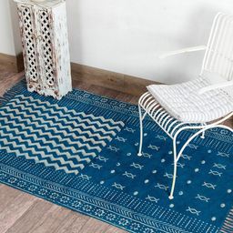 HANDICRAFT PALACE Blue & White Printed Rectangular Cotton Carpet-picture-42