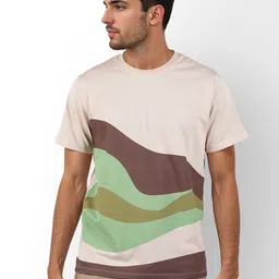 Celio Men Colourblocked Printed Round Neck Cotton T-Shirt-image-10