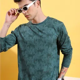 HIGHLANDER Green Tropical Printed Long Sleeve Relaxed Fit T-shirt-picture-34