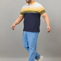 AUSTIVO Colourblocked Cotton Polo Collar Short Sleeves Pockets Plus Size Casual T-shirt-picture-32