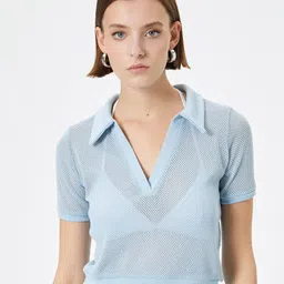 Koton V-Neck Cotton Crop T-shirt-picture-36