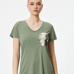 Koton V-Neck Pockets T-shirt-picture-32