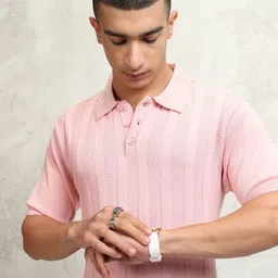 Highlander Men Textured Polo Collar Tshirt-picture-31