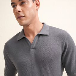 LOCOMOTIVE Premium Relaxed Fit Polo Neck Textured Tshirt-picture-11
