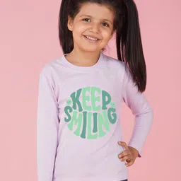 NUSYL Girls Keep Smiling Printed Round Neck T-Shirt-picture-27