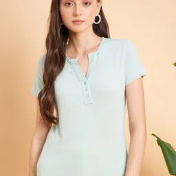 MINT STREET Women Sea Green Pockets T-shirt-picture-33