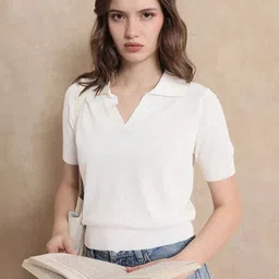 RAREISM Women Polo Collar Pockets T-shirt-image-10