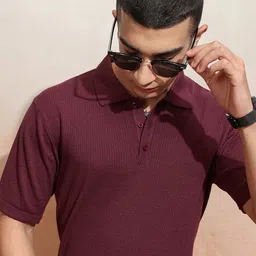 HIGHLANDER Men Polo Collar Solid Cotton T-shirt-image-7