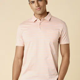 Allen Solly Striped Cotton Polo Collar Pockets Casual T-shirt-picture-34