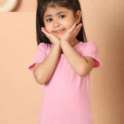 MINI & MING Girls Solid V-Neck Pure Cotton T-shirt-picture-36
