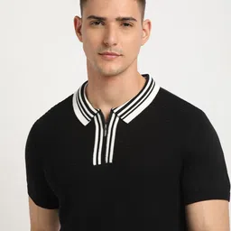 THE BEAR HOUSE Self Design Polo Collar Cotton T-shirt-picture-49