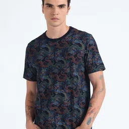 Flying Machine Abstract Printed Round Neck Pure Cotton T-shirt-picture-57