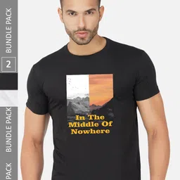 CHOZI Pack Of 2 Graphic Printed Cotton T-shirt-picture-33