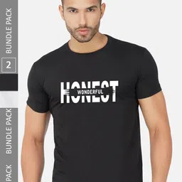 CHOZI Pack Of 2 Printed Round Neck Cotton Regular T-shirt-picture-41